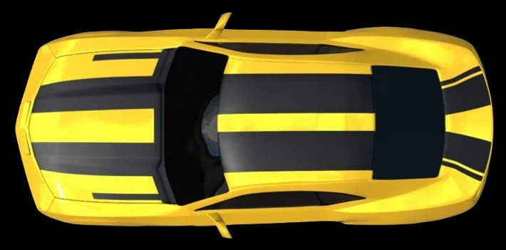 Top-down illustration of a yellow Camaro used in FineTune